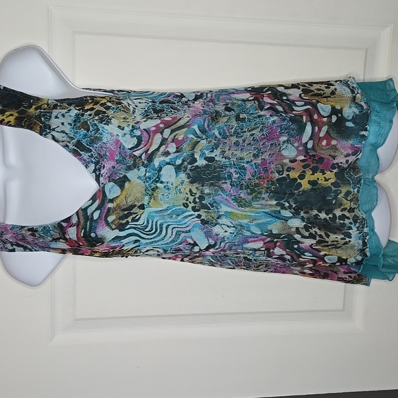 Fresh Fx Tops - Teal Viscose Wispy Blouse Top L